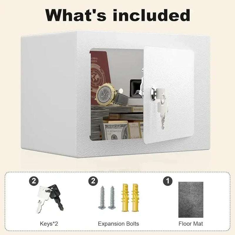 MAXSERA Money Bank Small Safe For Kids and Home Use Mechnical Key Lock SafeCoin Box for KidsChildren Cash Box with Lock and Coin Tray for Adults and Kids Mini Cash Metal Money Box WHITE - Image 5
