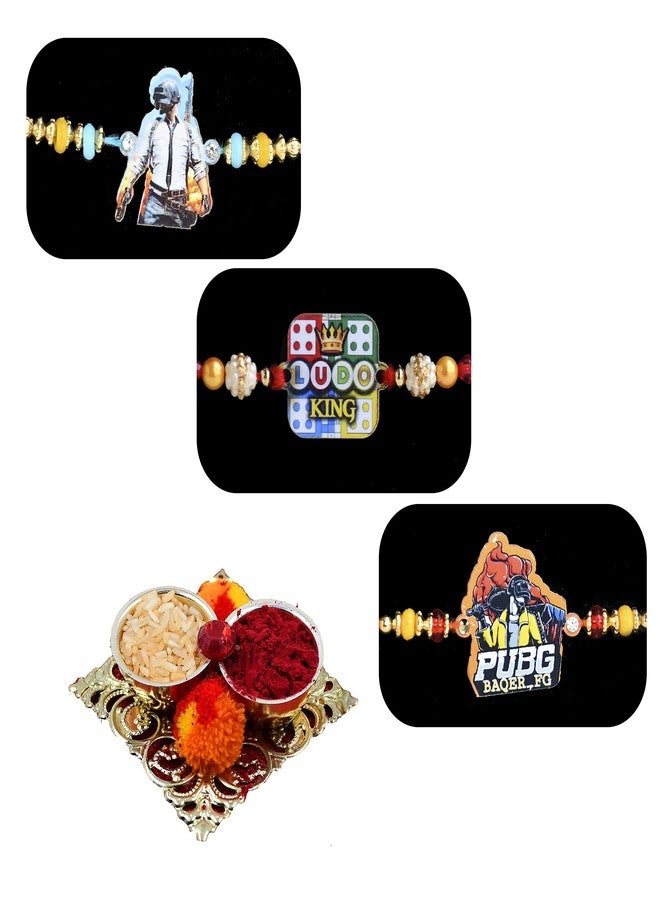 Natali Boy's 3 Kids Rakhi with Decorated Basket Roli - Image 1
