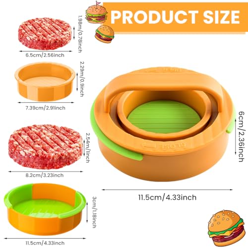 Supvox®Hamburger Patty Maker,3.5'' Grooved Texture Patty Press Mold for Homemade Burger, Food-Grade PP Made, Perfectly Easy to Use and Demold,Detachable Design - Image 2