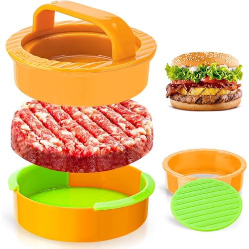 Supvox®Hamburger Patty Maker,3.5'' Grooved Texture Patty Press Mold for Homemade Burger, Food-Grade PP Made, Perfectly Easy to Use and Demold,Detachable Design - Image 1