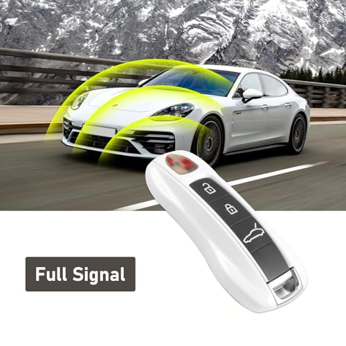 Jaronx Compatible with Porsche Key Fob Cover for Cayenne Panamera 2018-2024, Carrera Taycan Key Accessories 2020-2024 (Pearl White-New) - Image 2
