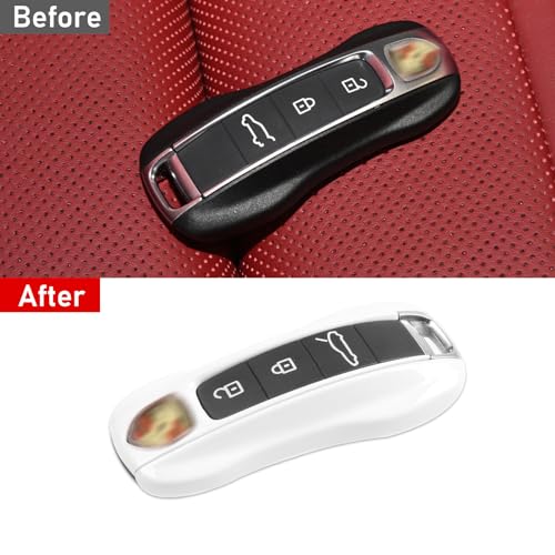 Jaronx Compatible with Porsche Key Fob Cover for Cayenne Panamera 2018-2024, Carrera Taycan Key Accessories 2020-2024 (Pearl White-New) - Image 4