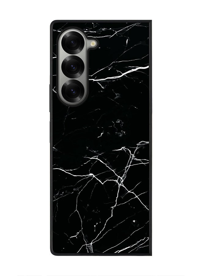 Stylizedd Rugged Black edge case for Samsung Galaxy Z Fold6, Slim fit Soft Case Flexible Anti Drop TPU Gel Thin Cover -  Marble Print Black - Image 1