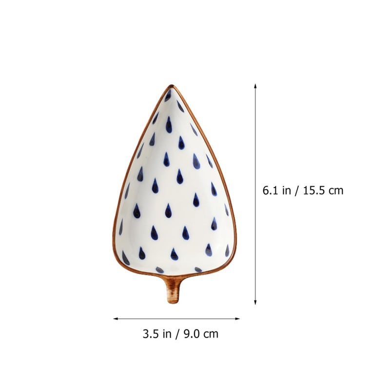 Hand Painted Ceramic Leaf Snack Plate Appetizer Sauce Dish Kitchen Tableware - Image 3