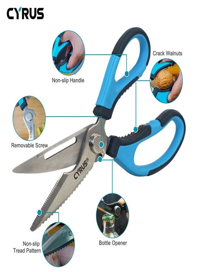 CYRUS Kitchen Scissors Heavy Duty Dishwasher Safe Meat Shears That Come Apart Food Cutting Utility Poultry All Purpose Cooking - Image 3
