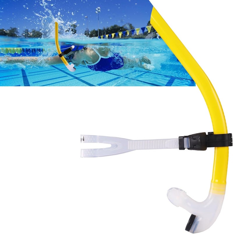 Focevi Swim Snorkel for Lap Swimming,Adult Swimmers Snorkeling Gear for Swimming Snorkel Training in Pool and Open Water,Snorkle Center Mount Silicone Mouthpiece One-Way Purge Valve - Image 1