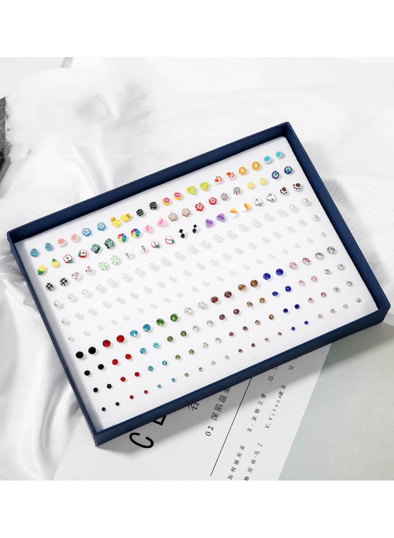 KUYING 100 Pairs Of Boxed Earrings 
