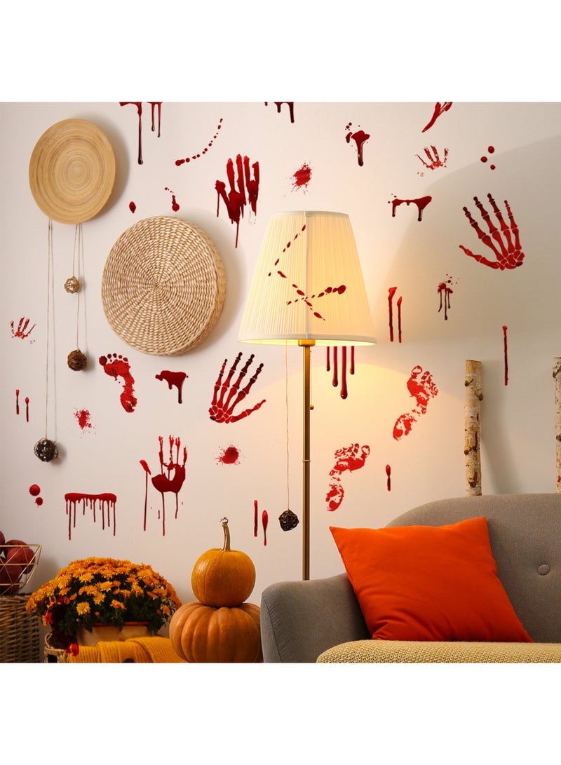 Halloween Decorations, 8 Sheets Terror Bloody Handprint Footprint Window Stickers, 8 Sheets Tattoo Stickers, Halloween Party Indoor/Outdoor Decoration,Spooky Wall Decal and Floor Stickers - Image 4