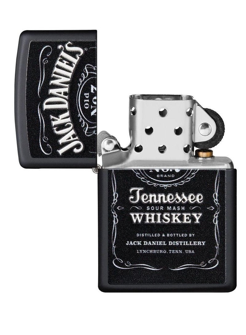 Zippo 49281 218 ولاعة مقاومة للرياح مات سوداء بطباعة قوام جاك دانيالز - Image 4