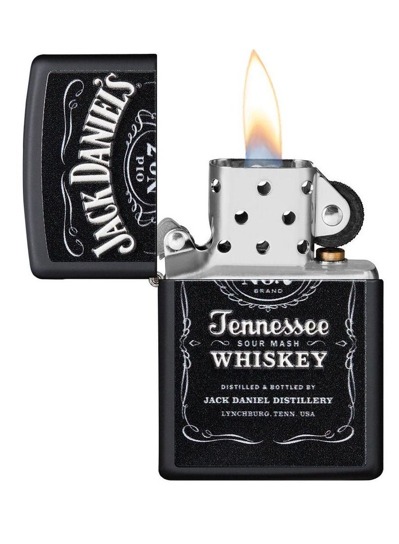 Zippo 49281 218 ولاعة مقاومة للرياح مات سوداء بطباعة قوام جاك دانيالز - Image 3