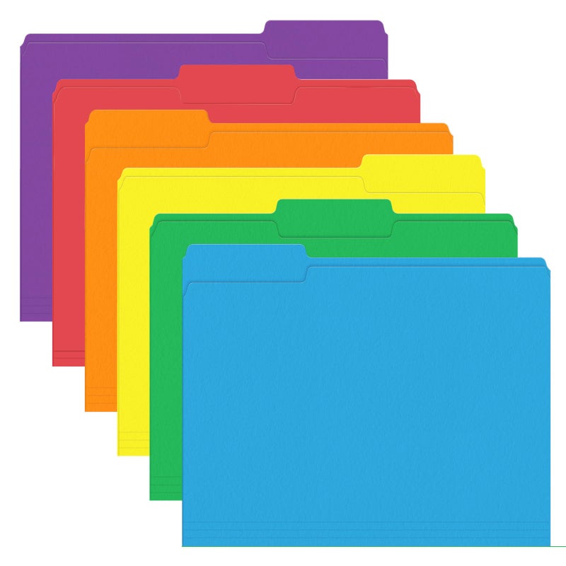PANDRI File Folder, PANDRI 120 Pack Colored File Folder, 1/3 Cut Tab, Letter Size, Assorted 6 Colors Filing Folder for Office School Business - Image 1