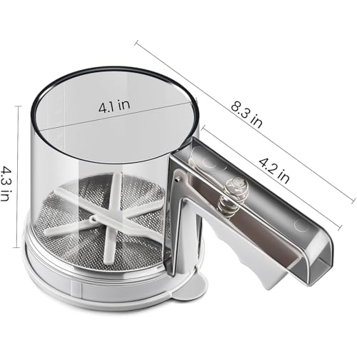 Vinland 3 Cup Flour Sifter Sifter for Baking Sifter Handheld Baking Sieve FoodGrade DoubleFilter Stainless Steel Flour Sifter NonRust Sifter used for Rapid Screening of Flour Apricot Flour Sugar Powder - Image 3
