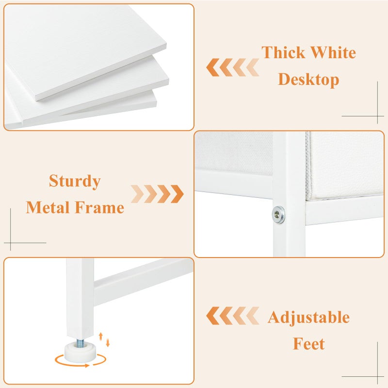 Jakyitvi Small Vanity Desk with Mirror and Drawers, White Makeup Vanity Table with Storage, Compact Vanity for Bedroom, Modern Makeup Desk for Girls, Space-Saving Vanity Table - Image 4