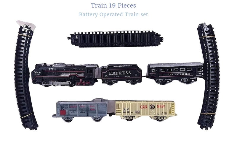 Braintastic Battery Operated Toy Train Set with Engine, 1 Locomotive,14 Sets of Tracks,1 Boxer and1 Passenger Car Railway-19 Pcs, Medium Size with Headlight - Image 3