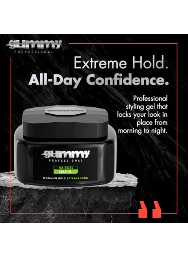 Gummy Professional Hair Gel Extreme Hold KeratinInfused Styling Gel for Women Men LongLasting Control Shine Strength Ideal for Slick Back Defined Curls Wet Look Hairstyles 500 ml - Image 4