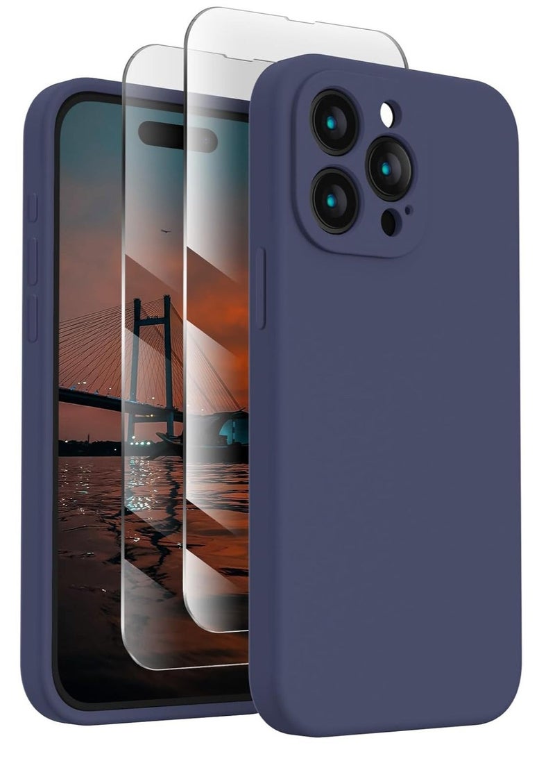 ELTRAZONE Designed for iPhone 15 Pro Max Case, Silicone Upgraded [Camera Protection] for iPhone 15 ProMax Case with [2 Screen Protectors], Anti-Scratch Microfiber Lining, 6.7 inch, Navy Blue - Image 1
