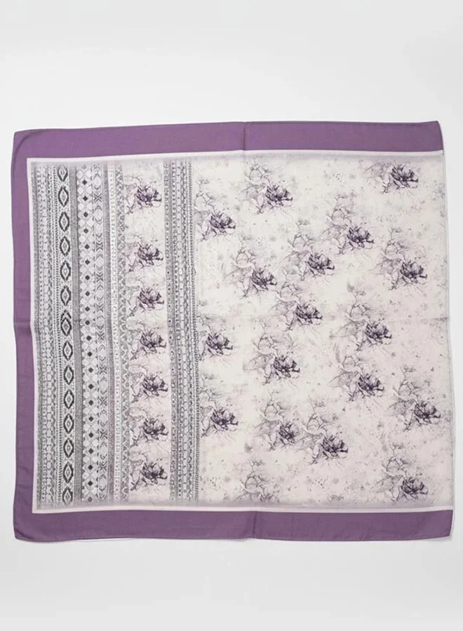 عبايات لمحة طرحة لافندر أرت – شيفون بنقشة بنفسجية فنية