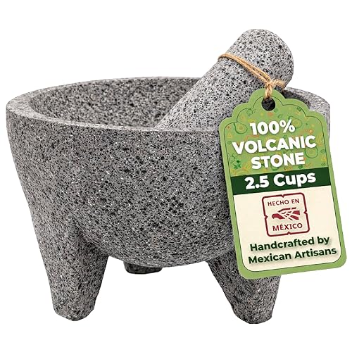 YOPIDO Molcajete 6 in Mexican, Handmade with Natural Volcanic Stone, Artisanal Kitchen Utensil for Grinding with Pores for Crushing, Specially Designed for Grinding Spices, Sauces, and Guacamole - Image 1