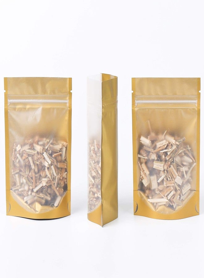 QQ Studio Pack of 100 Translucent Front Matte Gold Poly Plastic Resealable Bags (1.7oz (4" x 6"), Gold Stand-Up Pouch) - Image 2