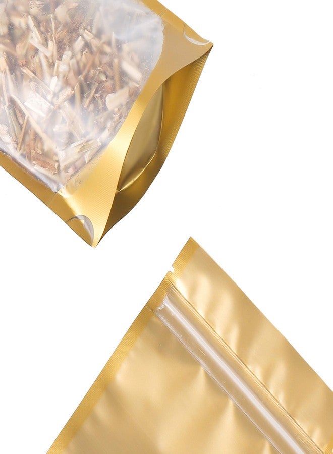 QQ Studio Pack of 100 Translucent Front Matte Gold Poly Plastic Resealable Bags (1.7oz (4" x 6"), Gold Stand-Up Pouch) - Image 3