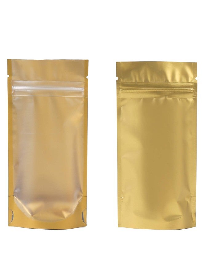 QQ Studio Pack of 100 Translucent Front Matte Gold Poly Plastic Resealable Bags (1.7oz (4" x 6"), Gold Stand-Up Pouch) - Image 1