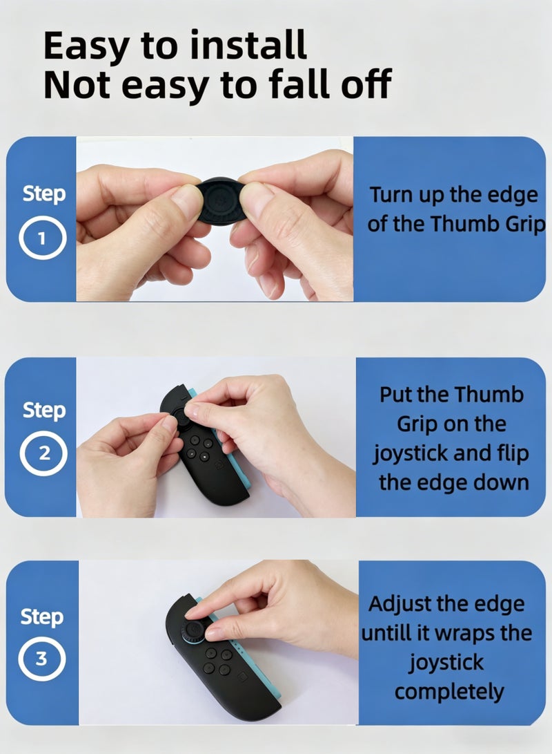 ليبدو حوامل إبهام لجهاز Nintendo Switch 2 Joy-Con و Pro Controller - مجموعة قبضة ألعاب محسنة مكونة من 6 قطع بثلاث ارتفاعات، أغطية عصا تحكم من السيليكون، أغطية مريحة لعصا التحكم، هدايا للاعبين، باللون الأسود - Image 5