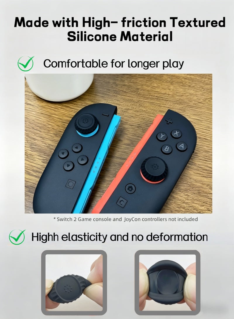 ليبدو حوامل إبهام لجهاز Nintendo Switch 2 Joy-Con و Pro Controller - مجموعة قبضة ألعاب محسنة مكونة من 6 قطع بثلاث ارتفاعات، أغطية عصا تحكم من السيليكون، أغطية مريحة لعصا التحكم، هدايا للاعبين، باللون الأسود - Image 3