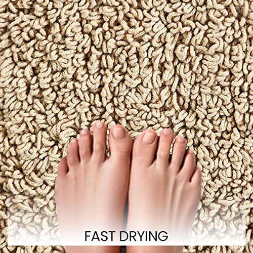 SASHAA WORLD Super Soft Reversible Bath Mat/Bathroom Rug from Crochet Collection | Oval-Shaped with Crochet Border | Ideal for Tub, Shower, Sink, or Vanity | 40 x 60 cm, Beige - Image 5