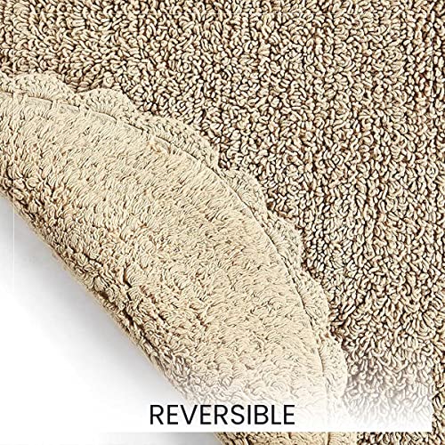 SASHAA WORLD Super Soft Reversible Bath Mat/Bathroom Rug from Crochet Collection | Oval-Shaped with Crochet Border | Ideal for Tub, Shower, Sink, or Vanity | 40 x 60 cm, Beige - Image 4