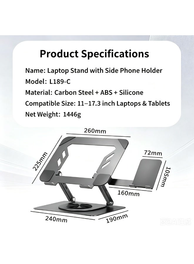 Laptop Stand, 360 Angle Adjustable Rotating Base, Ergonomic Adjustable Laptop Stand, Computer Riser Stand Compatible With Laptops Between 10-15.6" - Image 3