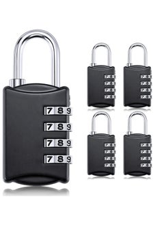 KASTWAVE Combination Lock, Travel Bag Lock, 4 Pack, 4 Digit Combination Padlock for Traveling Toolbox School Gym Door Locker Suitcases Employee Hasp Storage  - Image 1