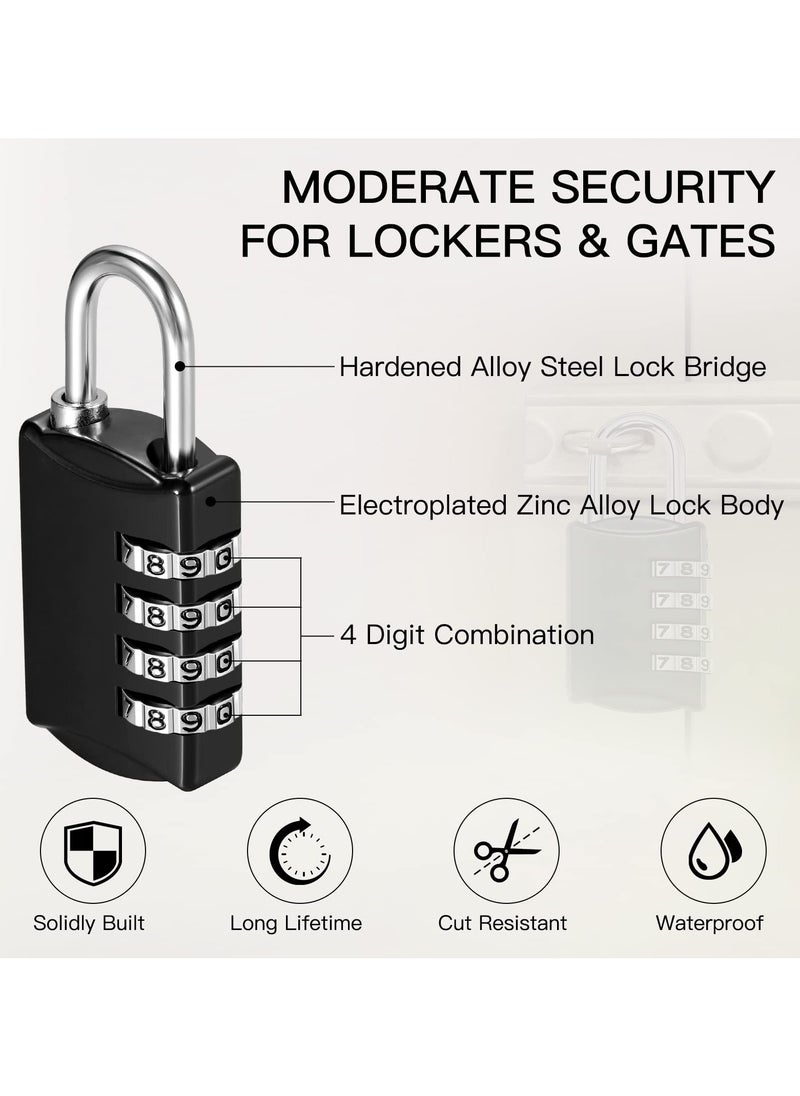 KASTWAVE - Combination Lock, Travel Bag Lock, 4 Pack, 4 Digit Combination Padlock for Traveling Toolbox School Gym Door Locker Suitcases Employee Hasp Storage - Image 1
