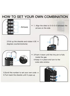 KASTWAVE Combination Lock, Travel Bag Lock, 4 Pack, 4 Digit Combination Padlock for Traveling Toolbox School Gym Door Locker Suitcases Employee Hasp Storage  - Image 4