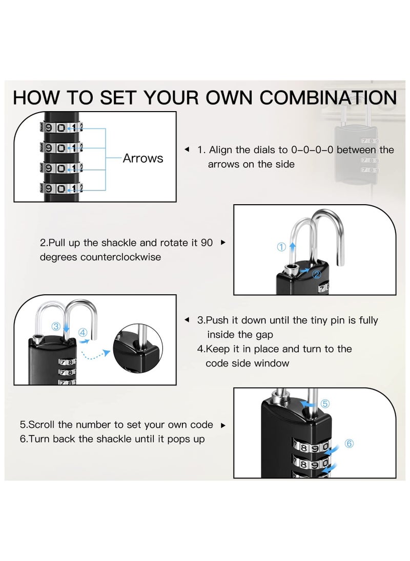 KASTWAVE - Combination Lock, Travel Bag Lock, 4 Pack, 4 Digit Combination Padlock for Traveling Toolbox School Gym Door Locker Suitcases Employee Hasp Storage - Image 1
