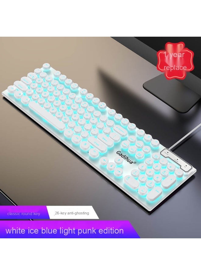 Cube Punk Wired USB Keyboard and Mouse Set for Desktop, Laptop, Office, Gaming, Home Use, Illuminated Keys