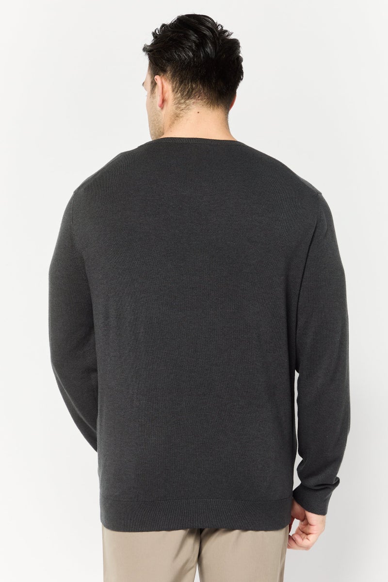 LAMBORGHINI Men Crew Neck Brand Logo Sweater, Grey - Image 4