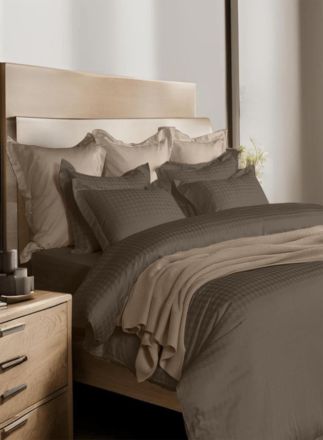 enera Jacquard King Size Bedsheet | 100% Cotton Flatsheet King Size with Two Pillow Covers | 300 TC | Super Soft Bed Sheet for King Size Bed | Edge Self Texture Design Jacquard (Caramel Gold) - Image 5