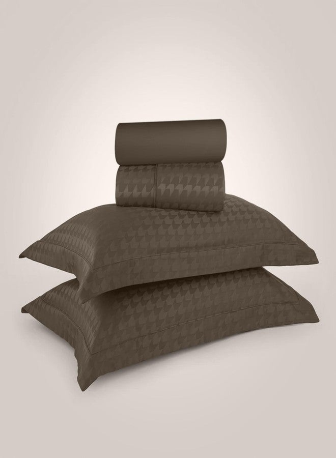 enera Jacquard King Size Bedsheet | 100% Cotton Flatsheet King Size with Two Pillow Covers | 300 TC | Super Soft Bed Sheet for King Size Bed | Edge Self Texture Design Jacquard (Caramel Gold) - Image 3