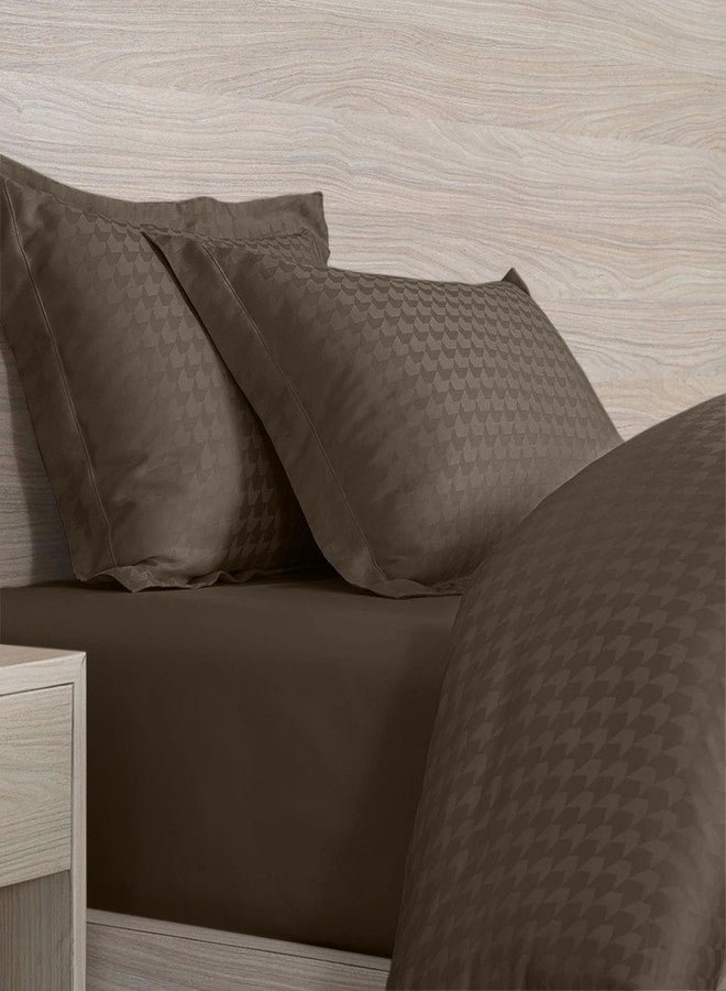 enera Jacquard King Size Bedsheet | 100% Cotton Flatsheet King Size with Two Pillow Covers | 300 TC | Super Soft Bed Sheet for King Size Bed | Edge Self Texture Design Jacquard (Caramel Gold) - Image 4