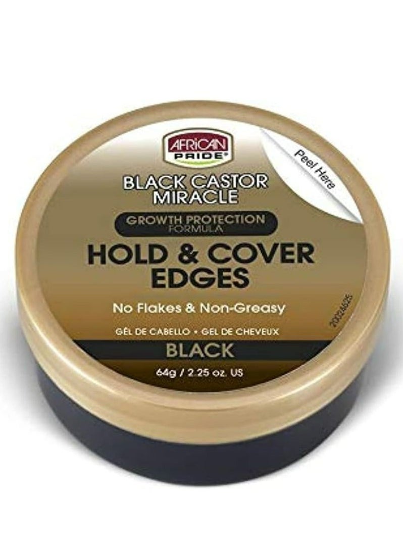 African Pride - African Pride Black Castor Miracle Hold & Cover Edges - Slicks Edges, Covers Grays, Fills Thinning Areas, Contains Black Castor Oil & Coconut Oil 64 g - Image 1