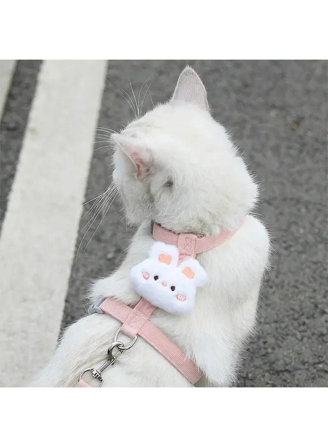 مجموعة هارنيس وسلسلة القط أرنب وردي للحيوانات الأليفة الصغيرة للمشي في الهواء الطلق مضاد للهروب - Image 1