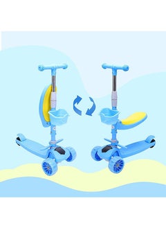Generic Boys and Girls' Game Children's Pedal Scooters with 4 Adjustable Height Flash Wheels, Ultra Wide Deck, Children's Game Scooters and Toddler Scooters(Blue)  - Image 5