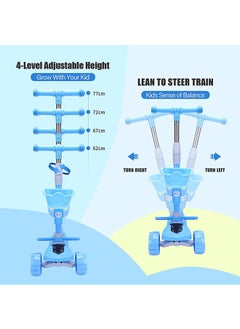 Generic Boys and Girls' Game Children's Pedal Scooters with 4 Adjustable Height Flash Wheels, Ultra Wide Deck, Children's Game Scooters and Toddler Scooters(Blue)  - Image 2