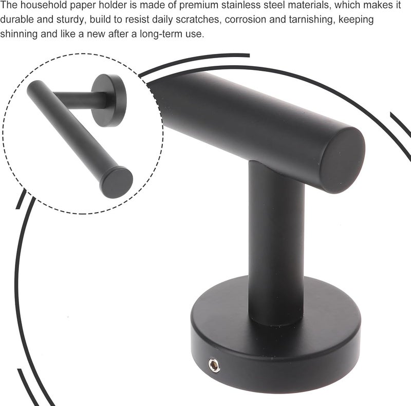 Stainless Steel Toilet Paper Holder with Shelf Wall-Mounted Bathroom Roll Paper Rack 304 Black Toilet Roll Organizer for Bathroom Storage - Image 3