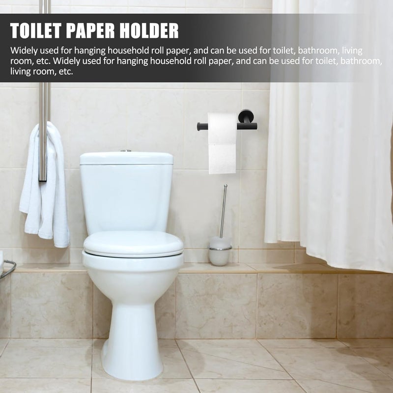 Stainless Steel Toilet Paper Holder with Shelf Wall-Mounted Bathroom Roll Paper Rack 304 Black Toilet Roll Organizer for Bathroom Storage - Image 4