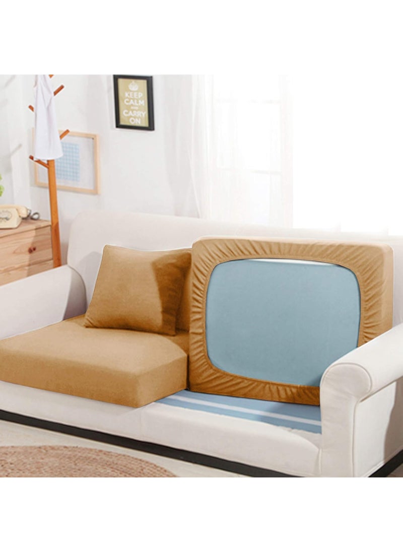 Lithara Lithara Terry Polycotton Sofa Seat Protector Flexible Elastic Stretchable Sofa Cover Sofa Protector Five Seater Color Beige Size 23 inch X 23 inch Pack of 10  - Image 5