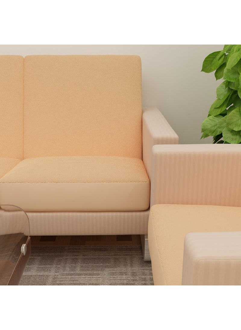 Lithara Lithara Terry Polycotton Sofa Seat Protector Flexible Elastic Stretchable Sofa Cover Sofa Protector Five Seater Color Beige Size 23 inch X 23 inch Pack of 10  - Image 4