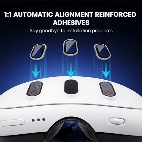 SARLAR 2 Pack Camera Lens Protector and 1 Build-in Lens Cover for Oculus Meta Quest 3 Accessories, Alloy Frame, 9H Hardness Tempered Glass, Anti-Scratch, High Definition, Case Friendly, Silver - Image 5