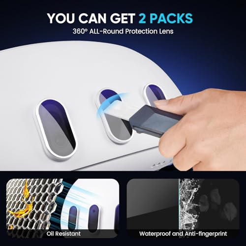 SARLAR 2 Pack Camera Lens Protector and 1 Build-in Lens Cover for Oculus Meta Quest 3 Accessories, Alloy Frame, 9H Hardness Tempered Glass, Anti-Scratch, High Definition, Case Friendly, Silver - Image 2