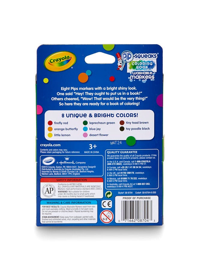 Crayola Pip-Squeaks Washable Markers, Multi-Color, Pack of 8, Unique And Bright Colors, 3+ Yrs - Image 4